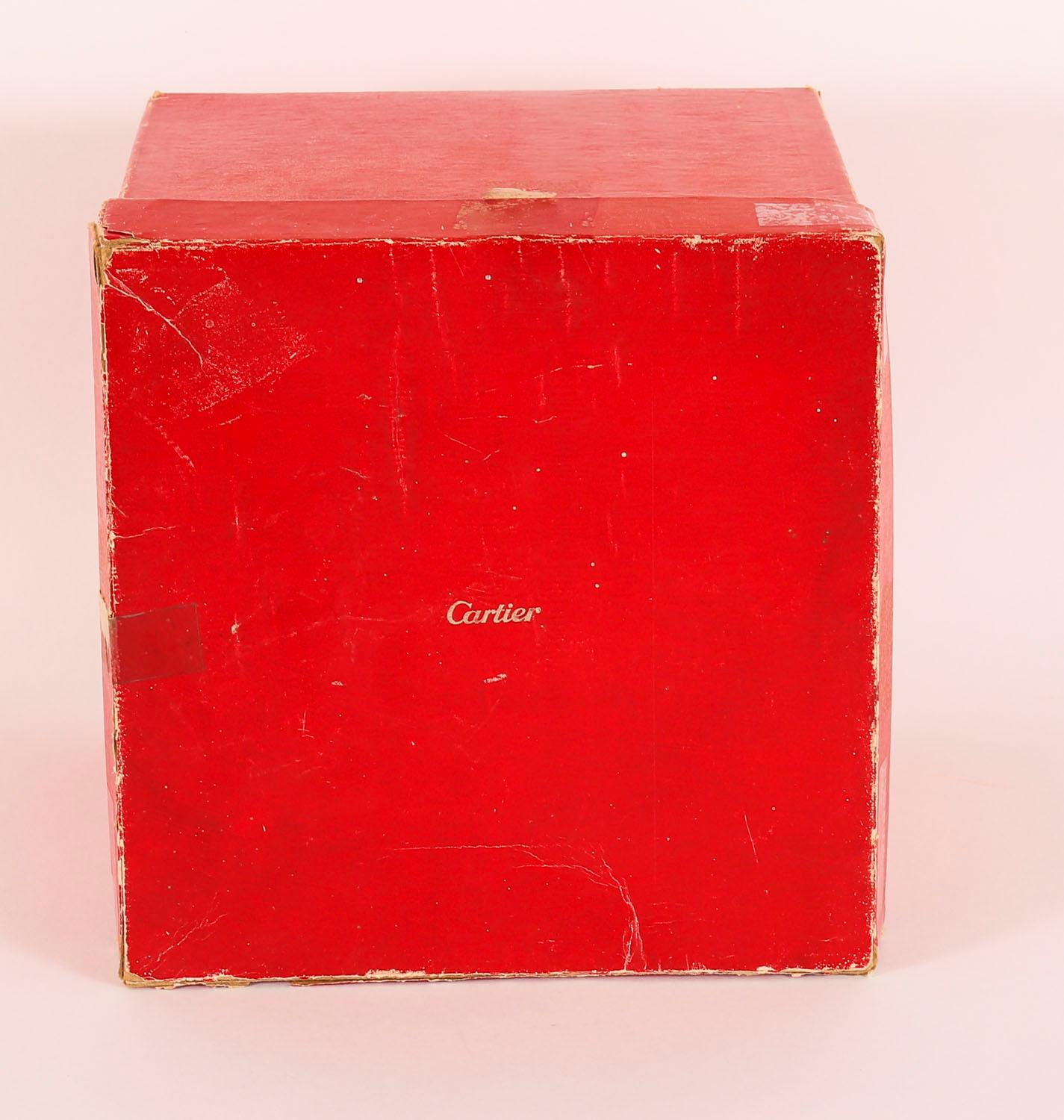 Vintage Boxed Cartier Crystal Ice Bucket Sterling Silver-Gilt Tongs 20th Century For Sale 10
