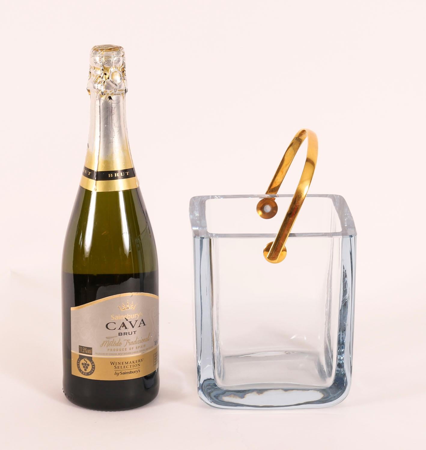 Vintage Boxed Cartier Crystal Ice Bucket Sterling Silver-Gilt Tongs 20th Century For Sale 13