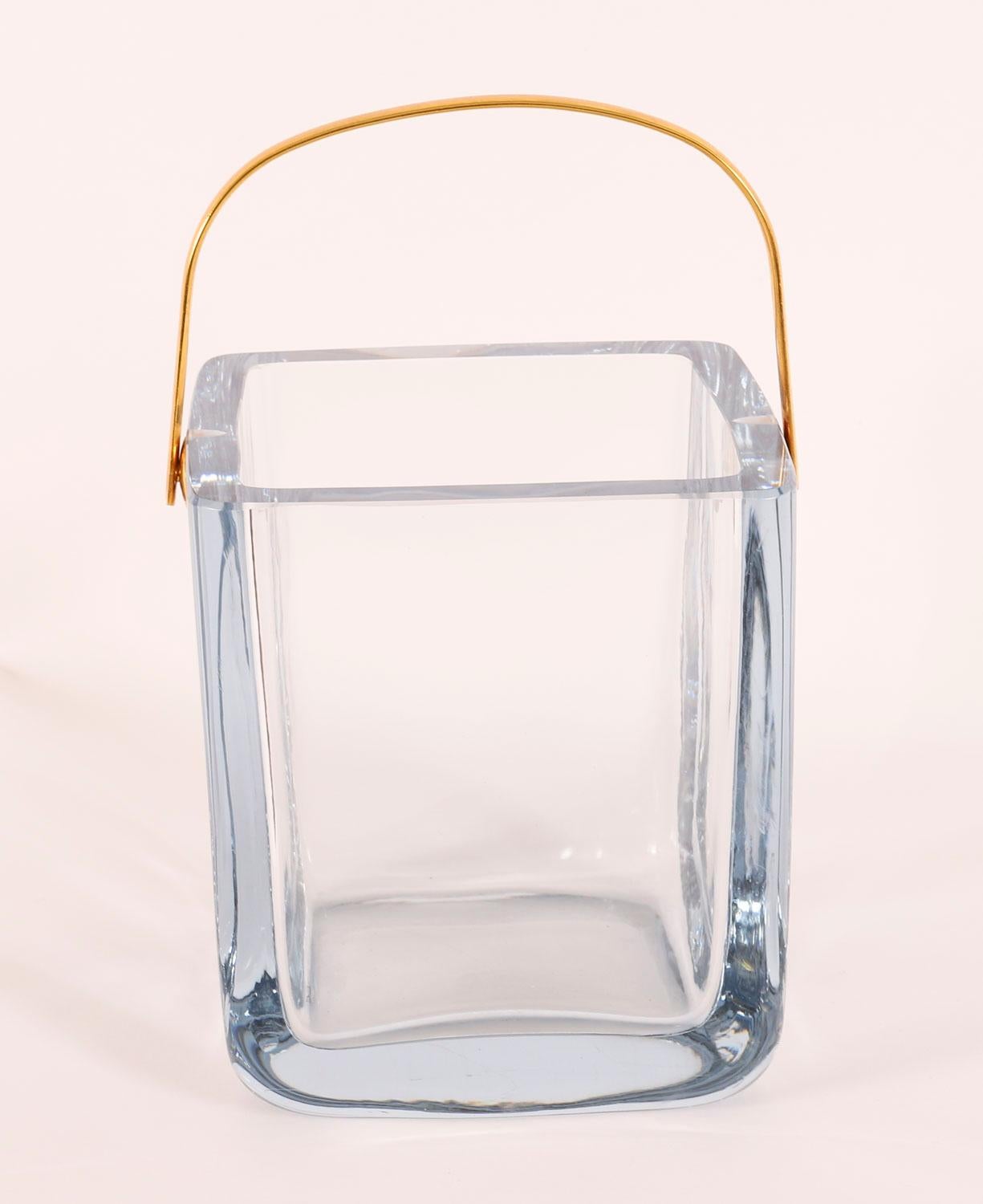Vintage Boxed Cartier Crystal Ice Bucket Sterling Silver-Gilt Tongs 20th Century For Sale 5