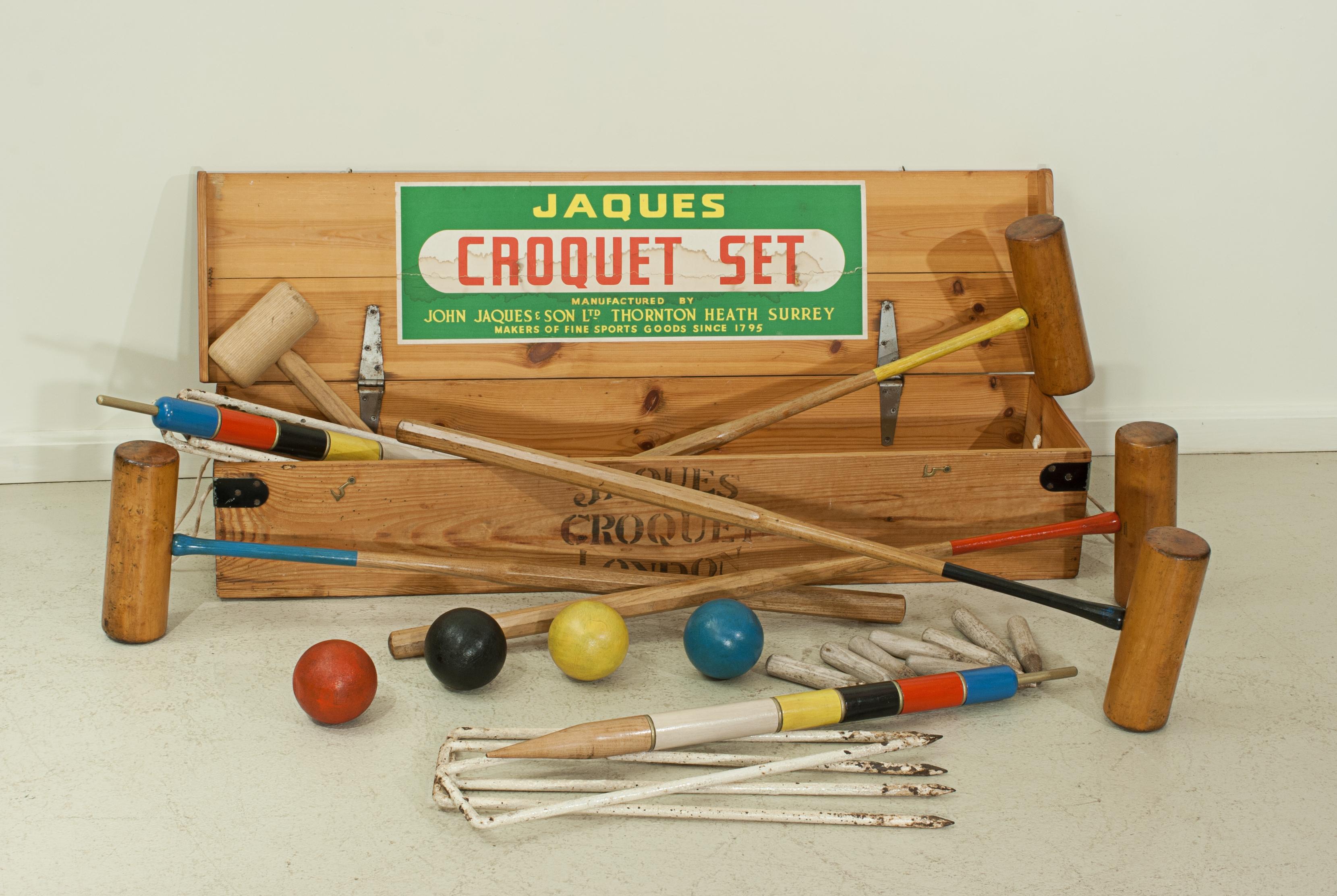 jaques croquet set in wooden box