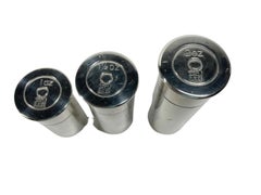 Vintage Boxed Set of Three Silver Plate Shotgun Shell Spirit Measures / Jiggers