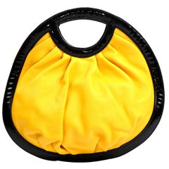 Vintage Braccialini Round Yellow Handbag w Optional Shoulder Strap & Dust Bag