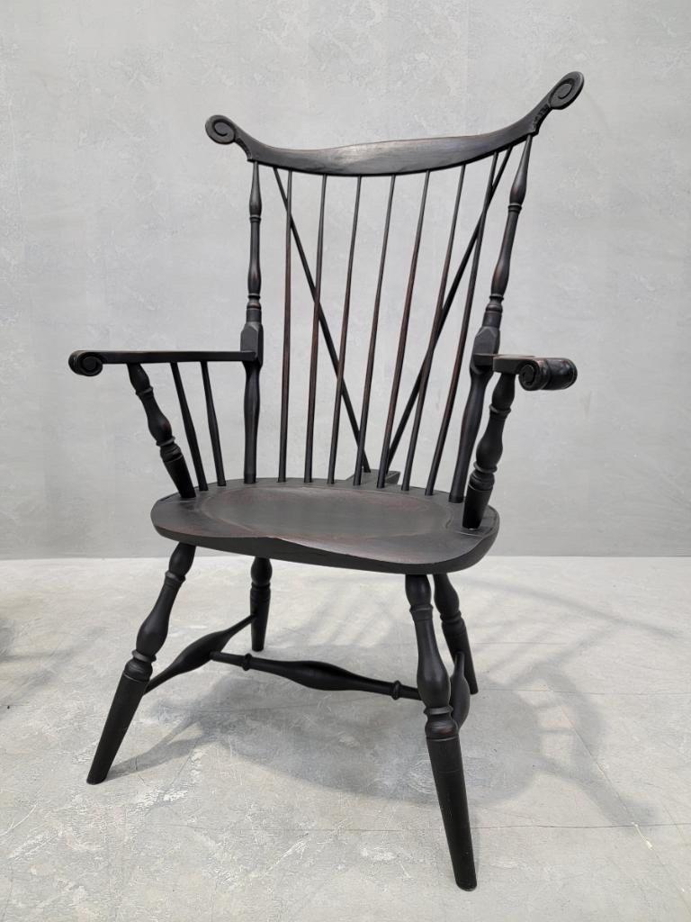 Wood Vintage Brace Comb Back Windsor Chair - Pair For Sale