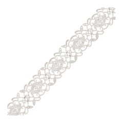 Bracciale vintage in oro bianco 18 carati con diamanti naturali e filigrana vittoriana