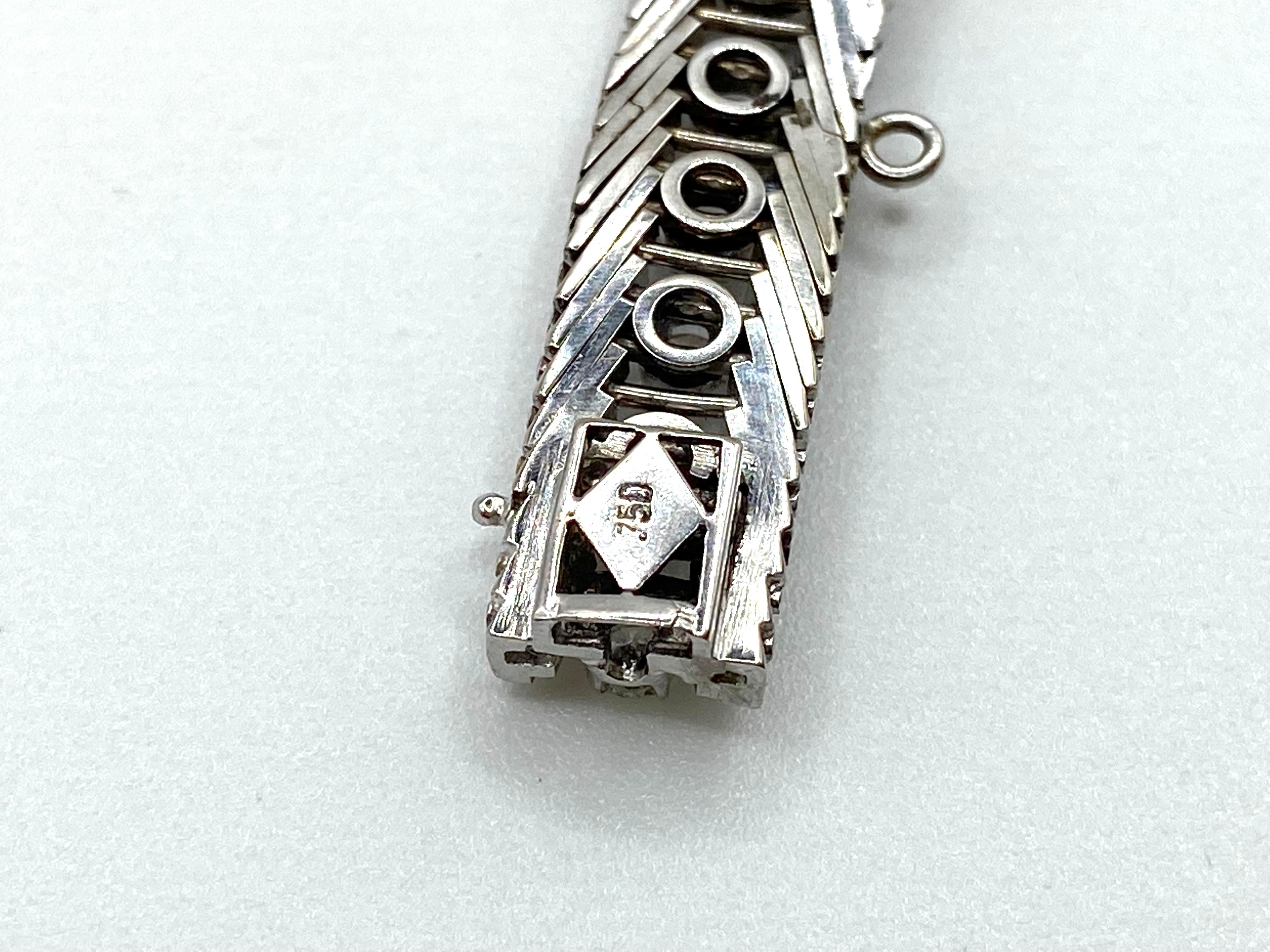 Vintage Bracelet, 1950s. 18 kt White Gold and Brilliant cut diamonds In Fair Condition For Sale In Palermo, IT