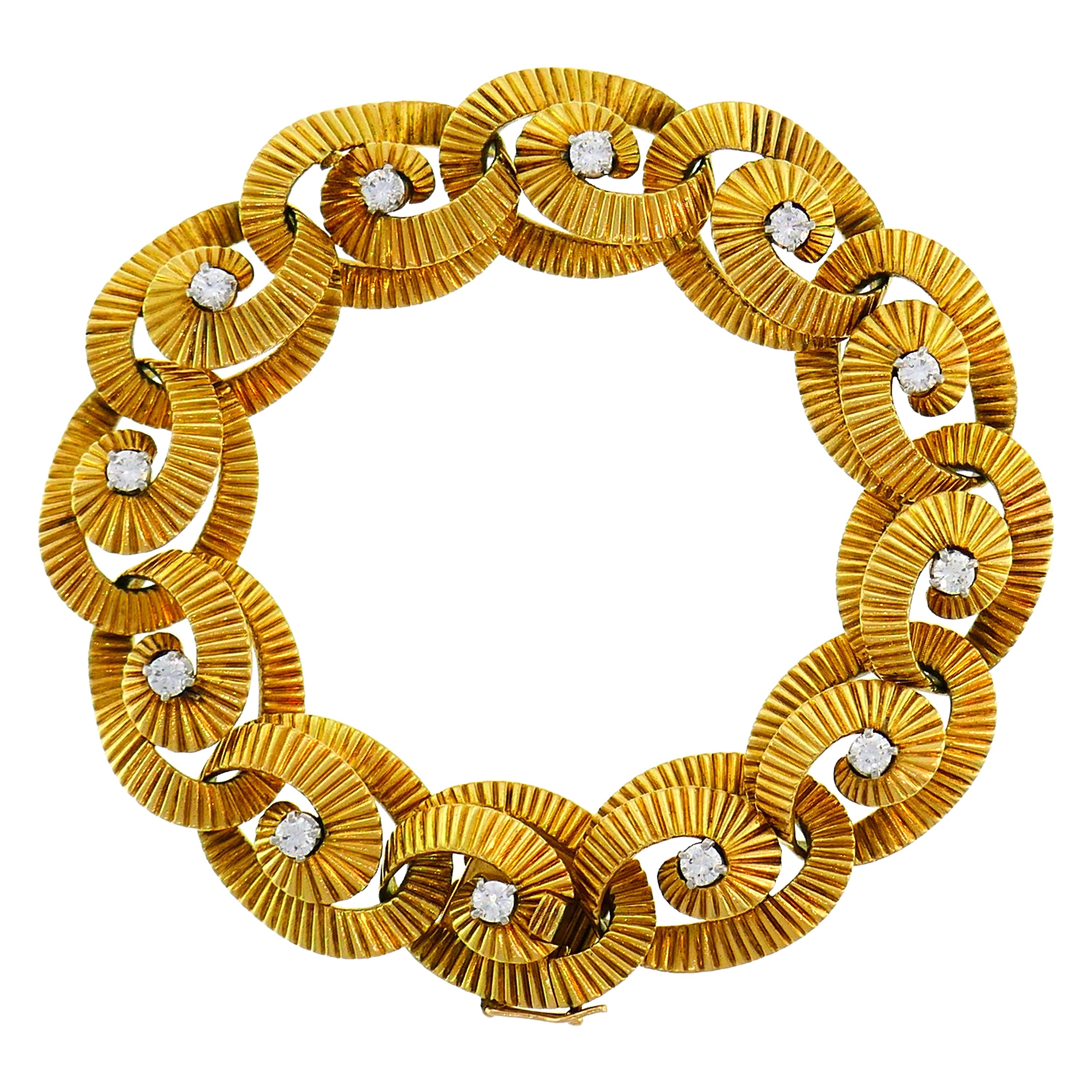 Vintage Bracelet by Regner 18k Yellow Gold Diamond, French