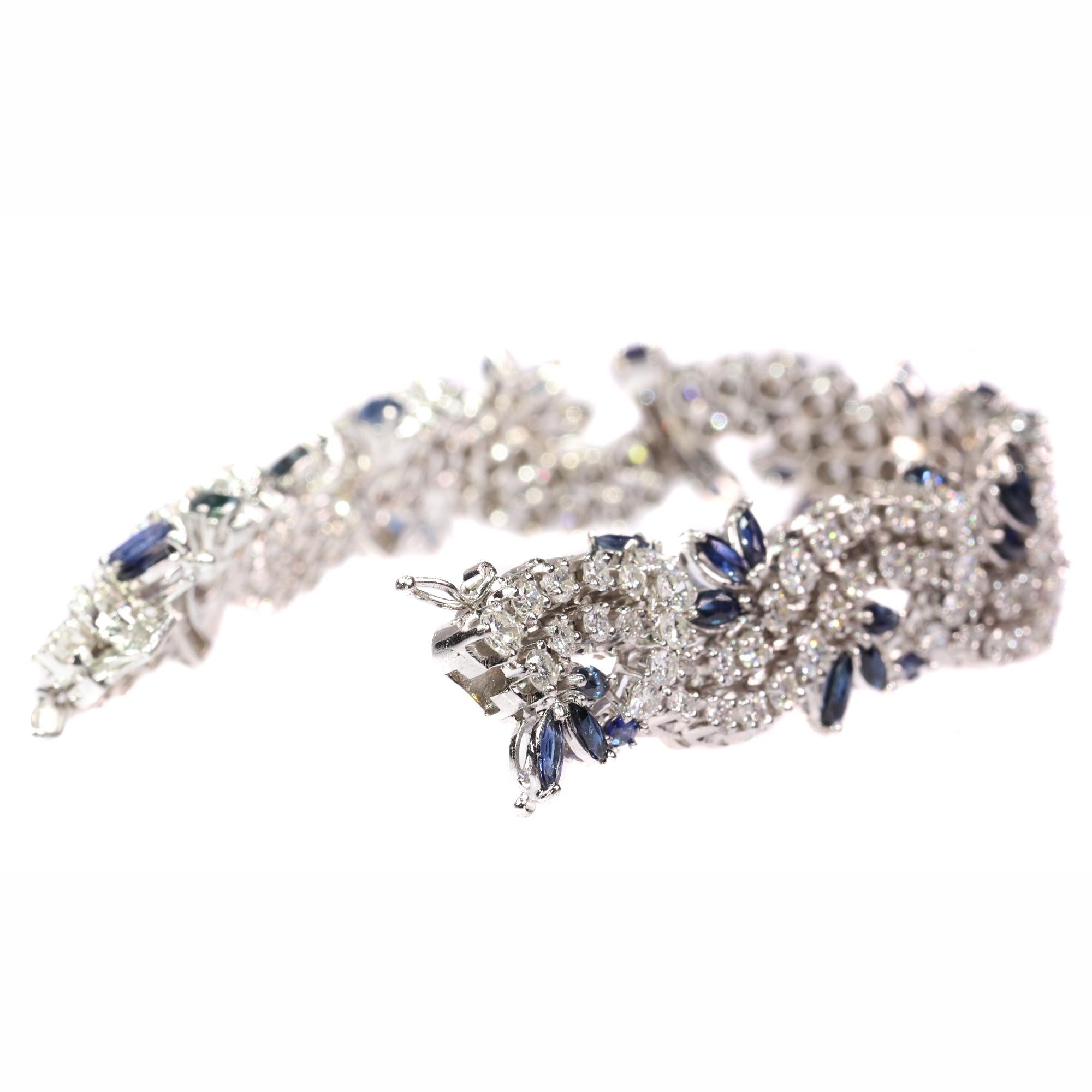 Women's Vintage Bracelet Loaded with Diamonds and Sapphires
