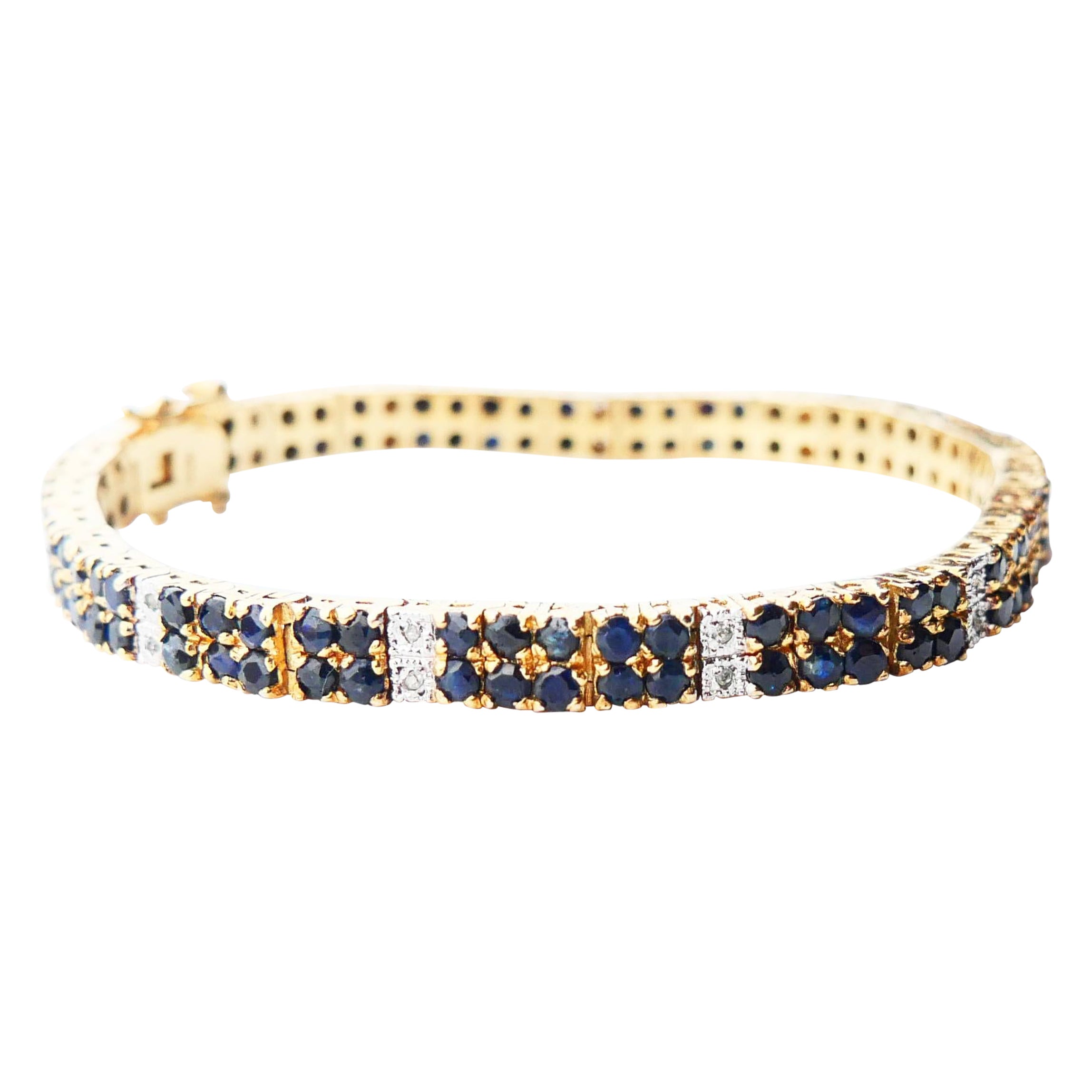 Bracelet vintage saphirs, diamants et argent doré 18 cm/19 g en vente