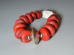 Vintage Bracelet with Large Coral Silver Beads