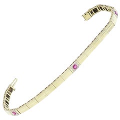 Vintage Bracelet with Rubies circa 1940s in 14 Karat Yellow and White Gold