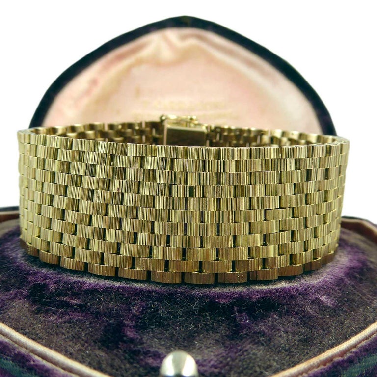 Vintage Bracelet, Yellow Gold Brick Links, Hallmarked ...