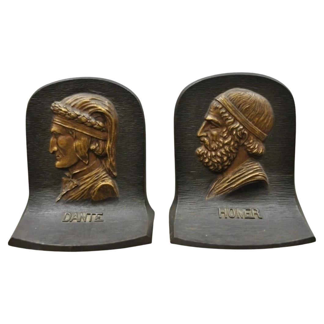 Fermalibri vintage Bradley 
Hubbard in ghisa Dante e Homer - una coppia