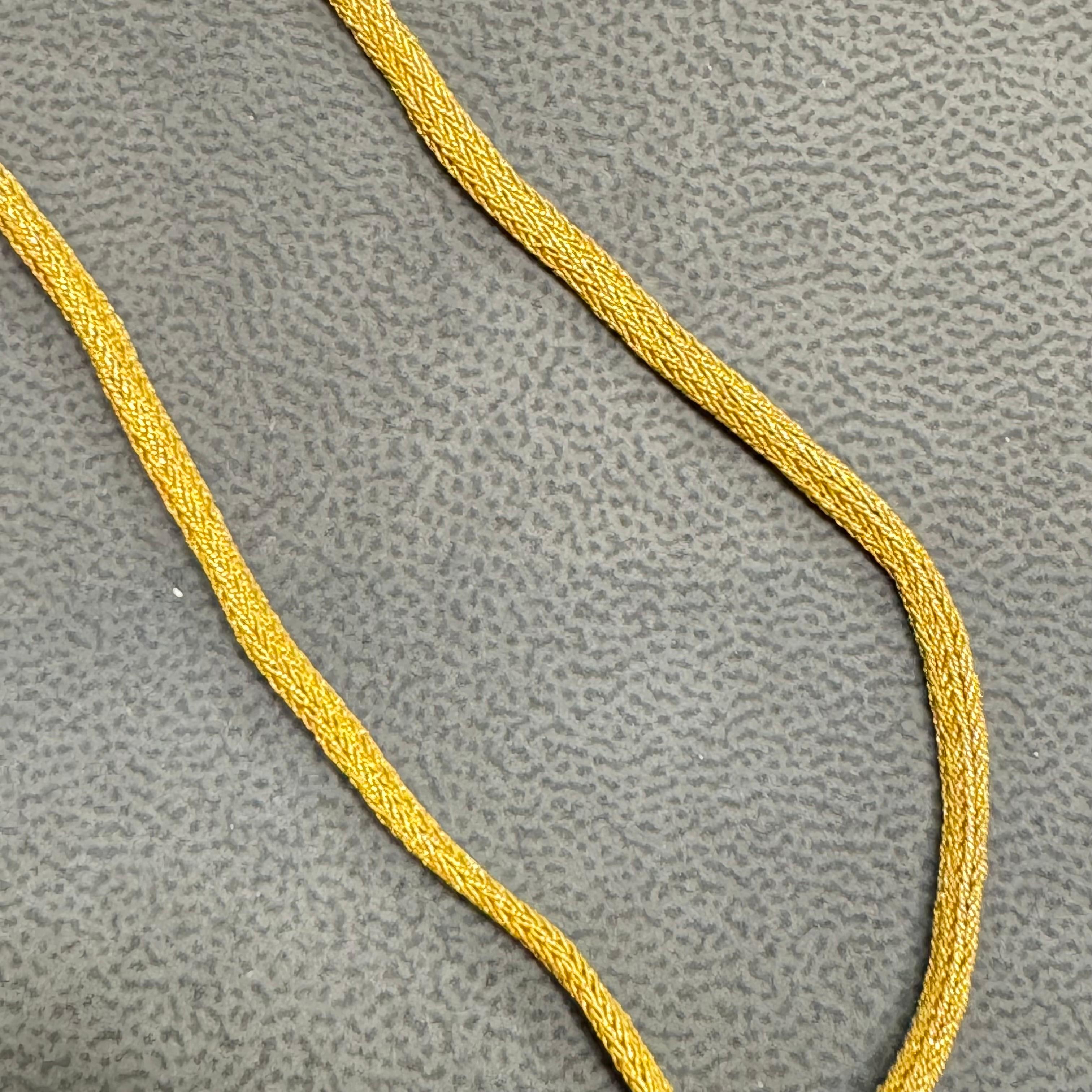 Vintage braided flat gold rope necklace (muff chain) In Fair Condition For Sale In MELBOURNE, VIC