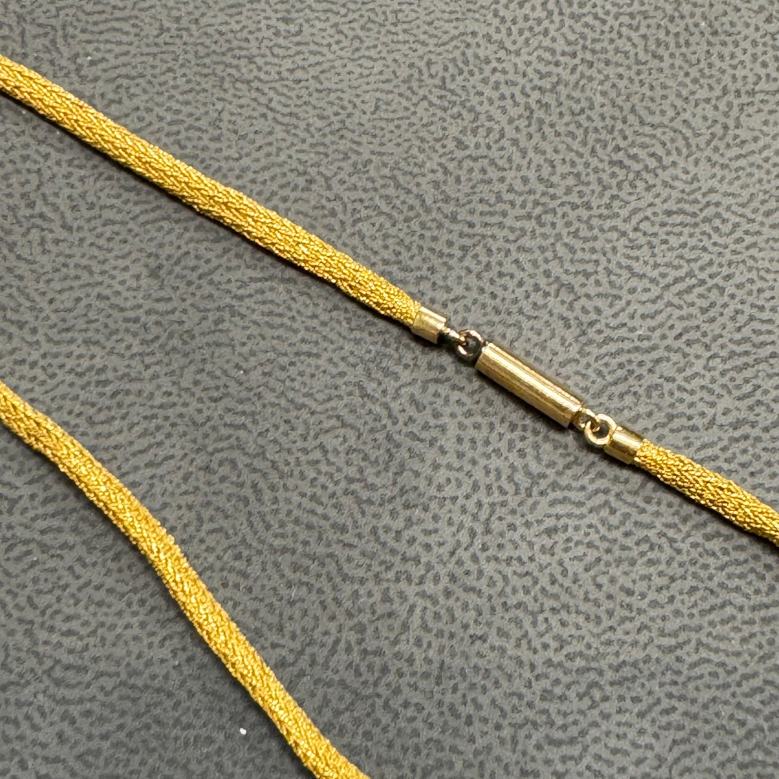 Women's Vintage braided flat gold rope necklace (muff chain) For Sale