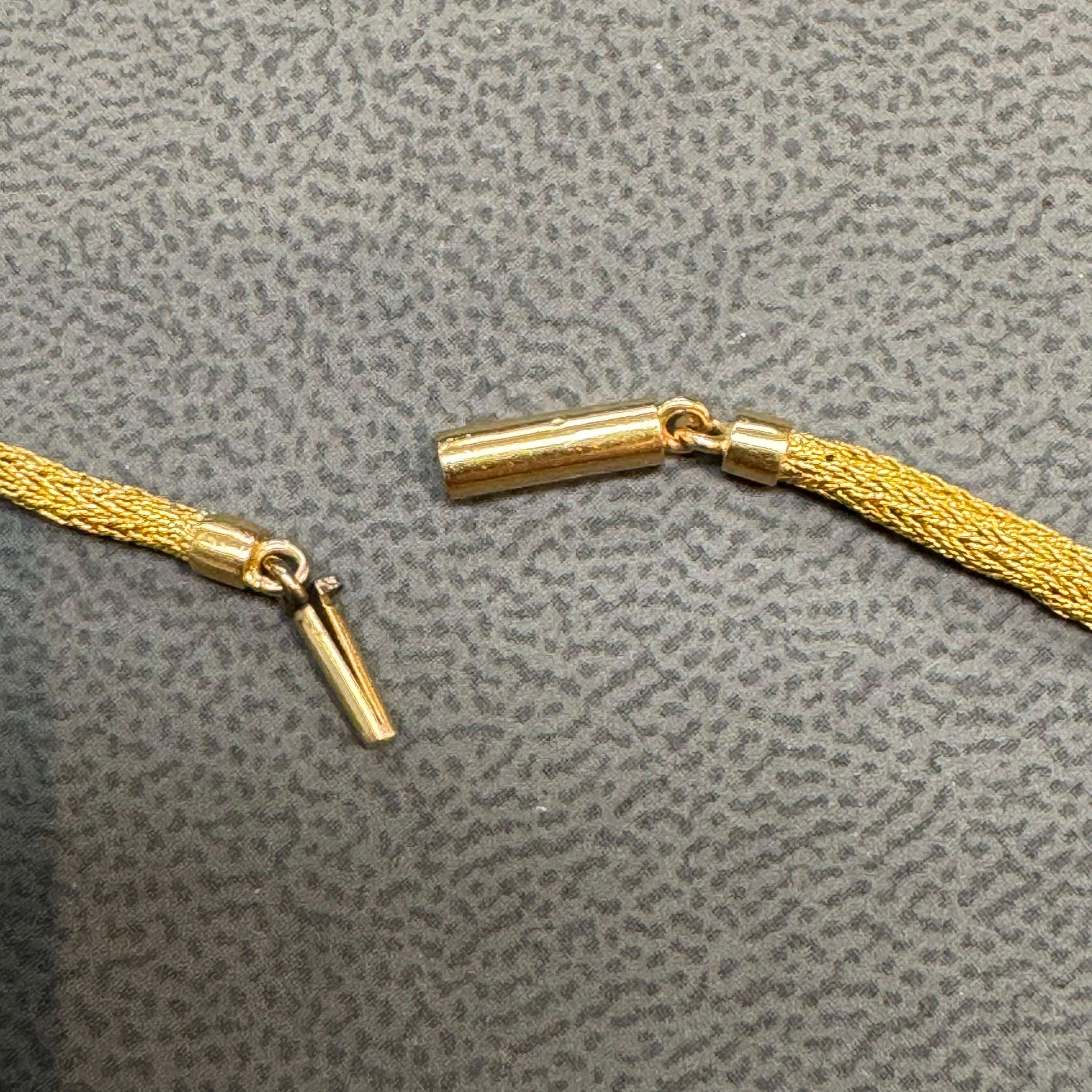 Vintage braided flat gold rope necklace (muff chain) For Sale 1