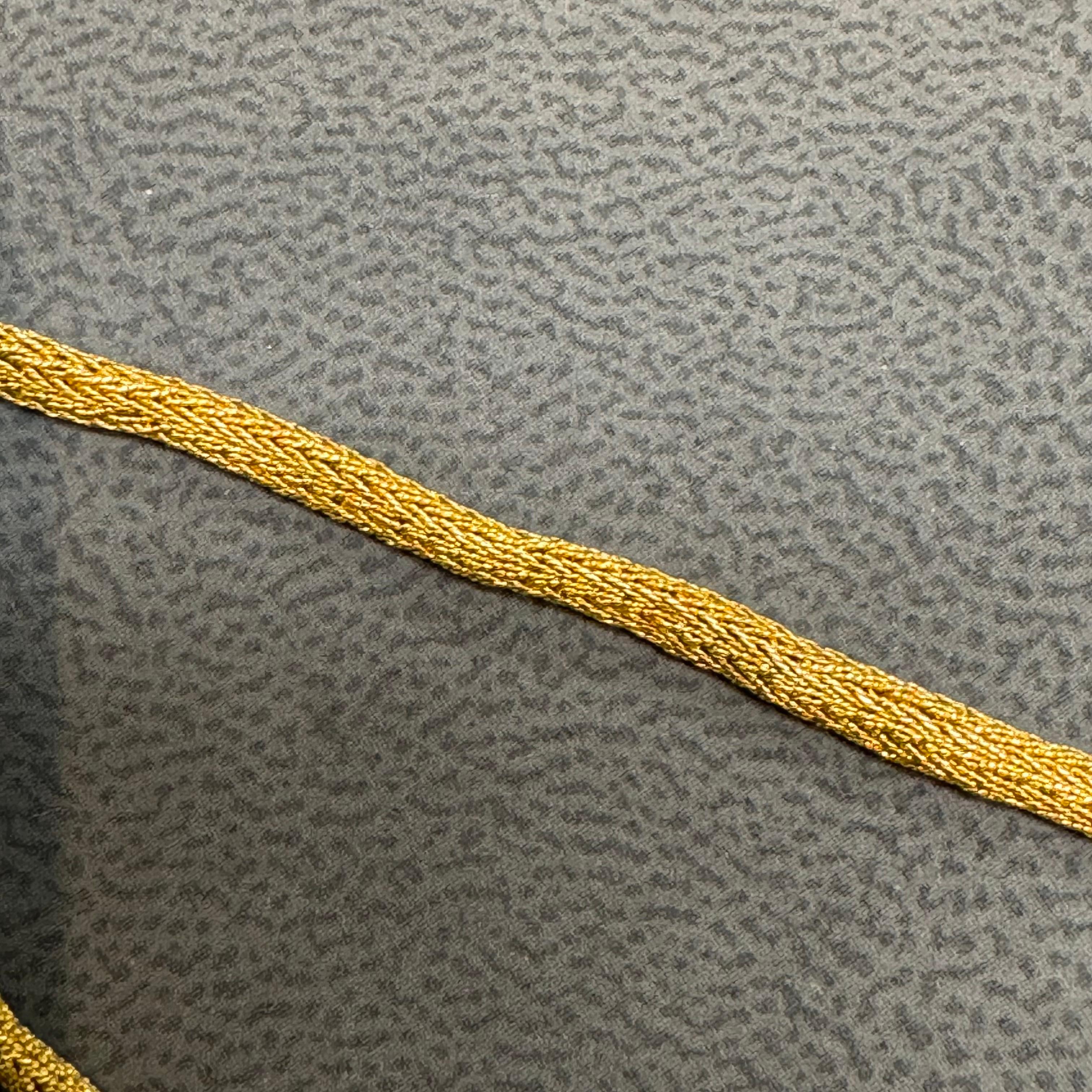 Vintage braided flat gold rope necklace (muff chain) For Sale 2
