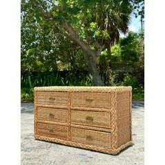 Vintage Braided Light Rattan Dresser
