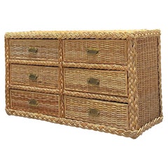 Vintage Braided Light Rattan Dresser