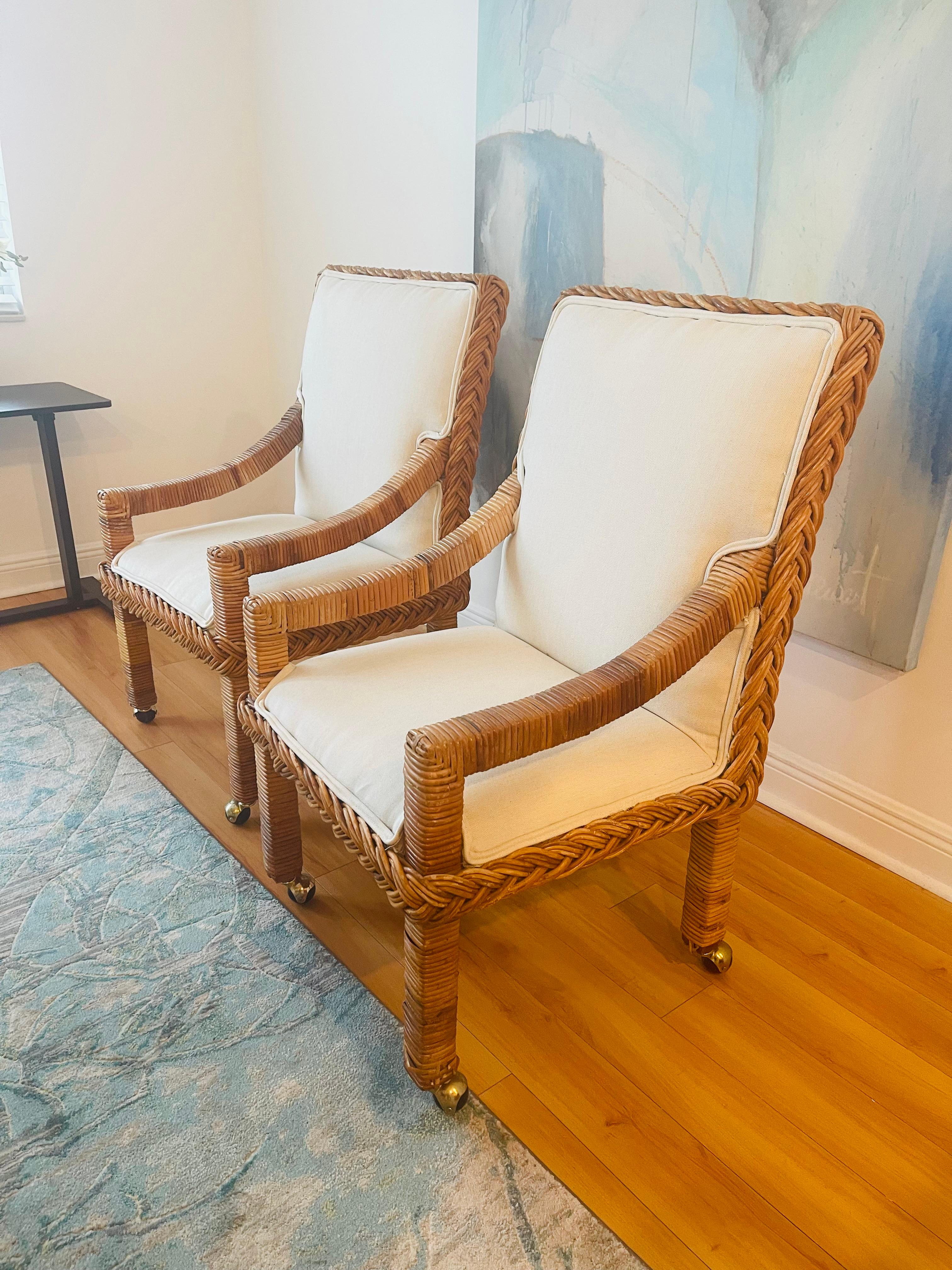 Ensemble de 6 chaises de salle à manger en rotin tressé et en osier de bambou Works en vente 4