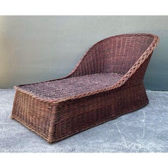 Vintage Braided Rattan Chaise Lounge From the Estate of Roberta Flack