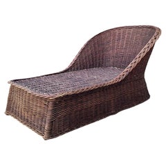 Vintage Braided Rattan Chaise Lounge From the Estate of Roberta Flack