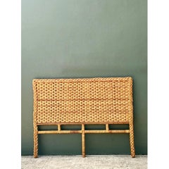 Vintage Braided Rattan Queen Headboard