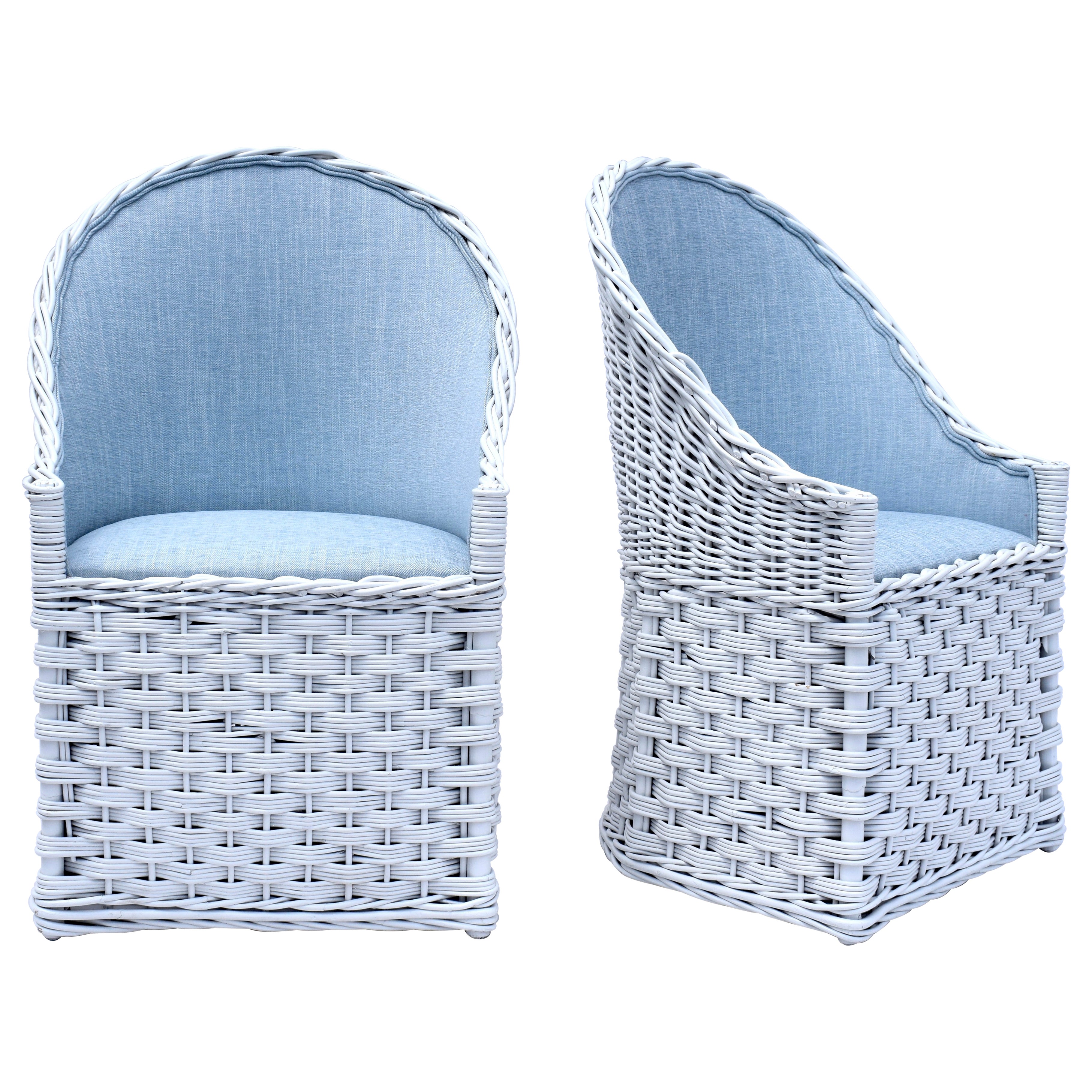 Sedie Wicker Works in rattan intrecciato vintage in vendita