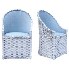 Vintage Braided Rattan Wicker Works Chairs