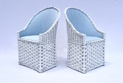 Sedie Wicker Works in rattan intrecciato d'epoca, Italia