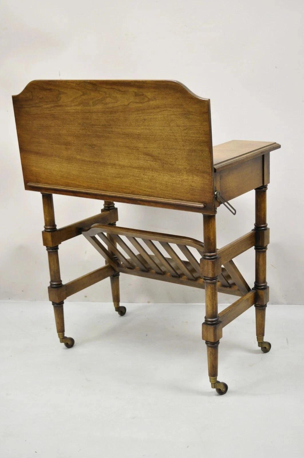 Vintage Brandt Flip Top Piano Style Small Cherry Wood Writing Desk Console Table For Sale 4