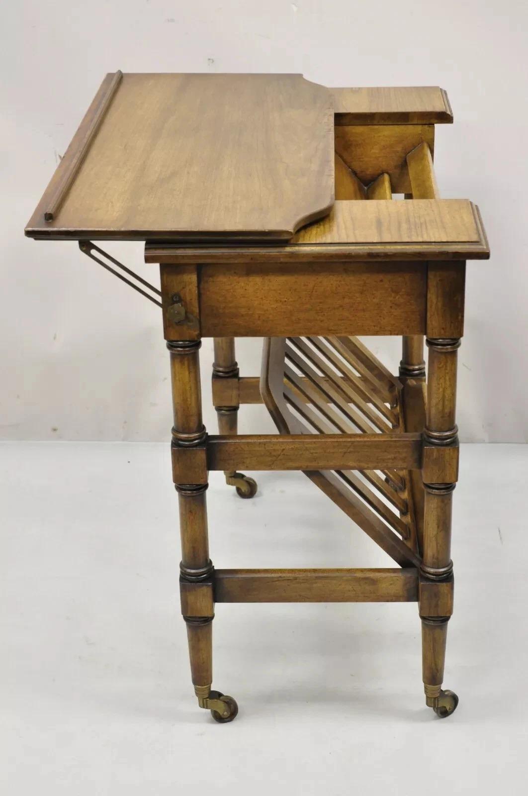 Vintage Brandt Flip Top Piano Style Small Cherry Wood Writing Desk Console Table For Sale 5