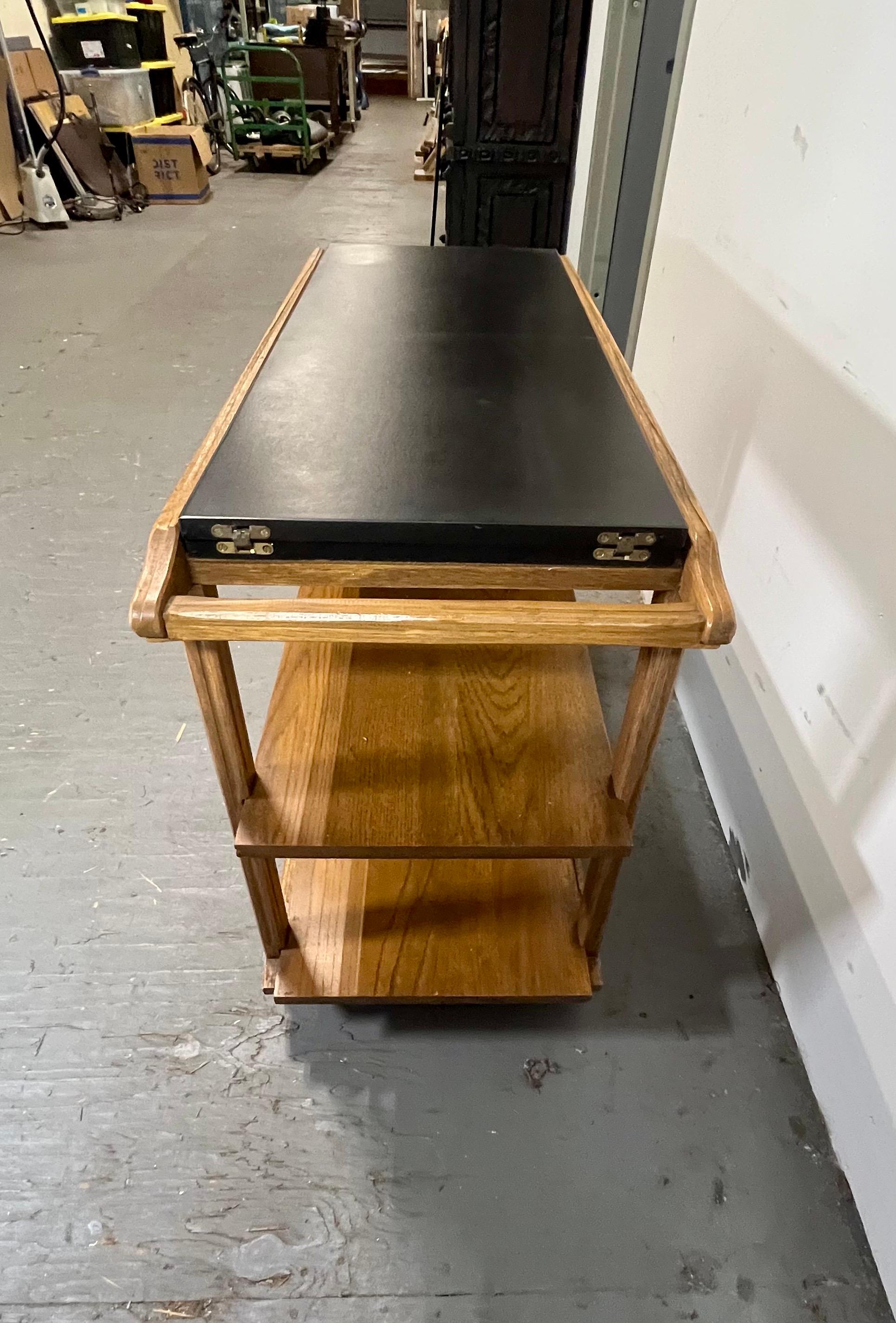 20th Century Vintage Brandt Ranch Oak Bar Cart Server For Sale