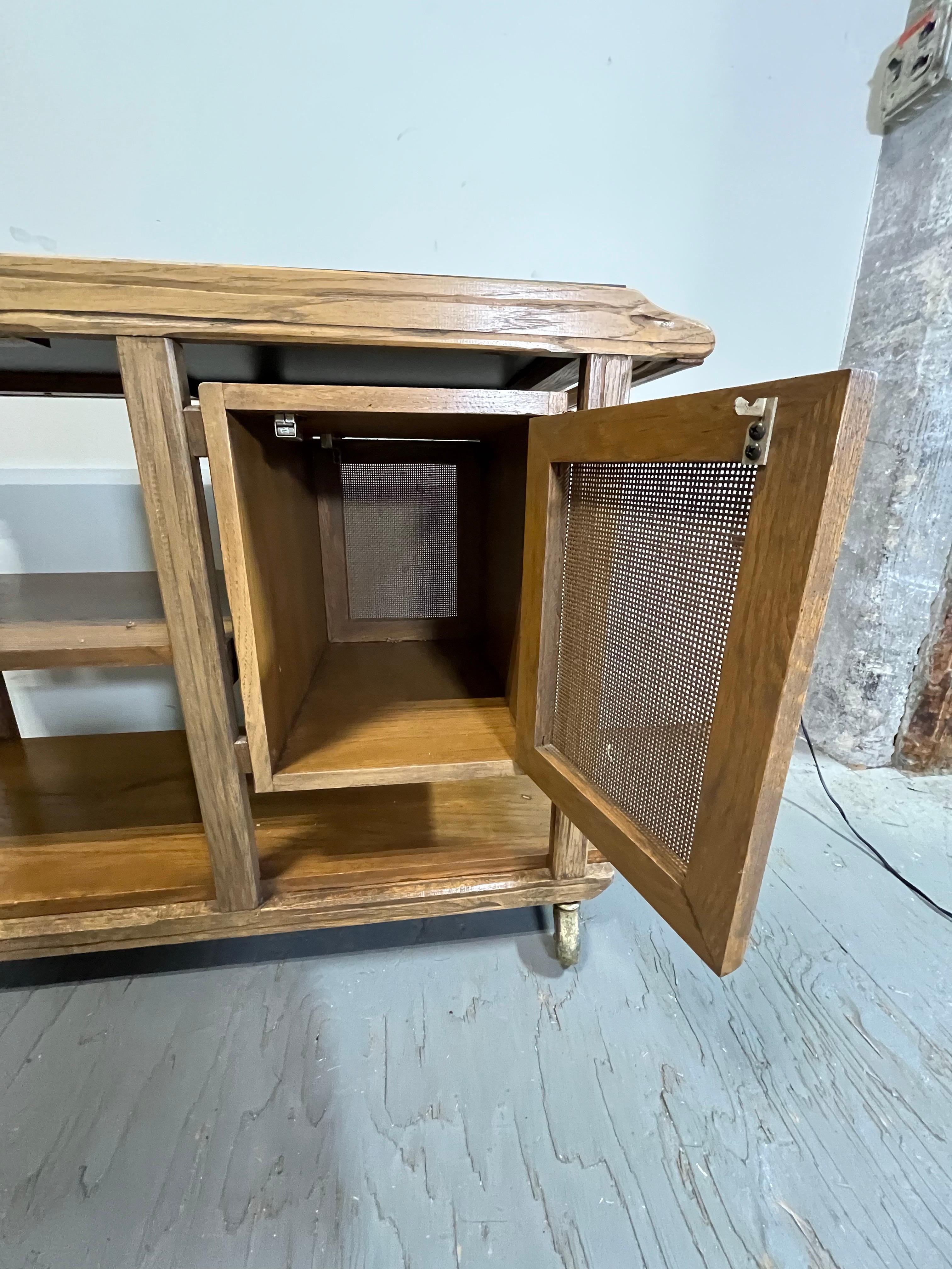 Wood Vintage Brandt Ranch Oak Bar Cart Server For Sale