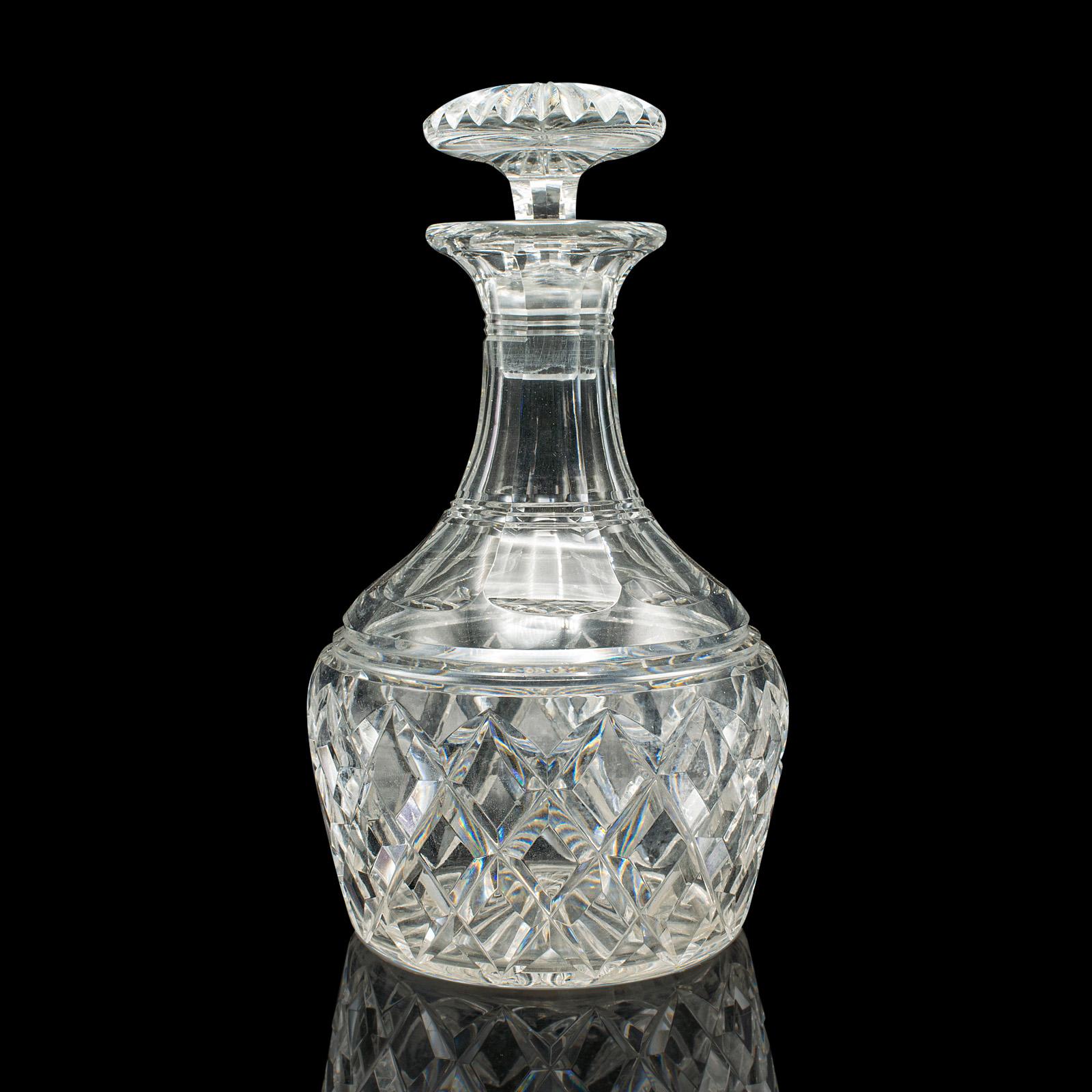 Mid-Century Modern Vintage Brandy Decanter, English, Cut Crystal Glass, Spirit Vessel, Mid Century For Sale