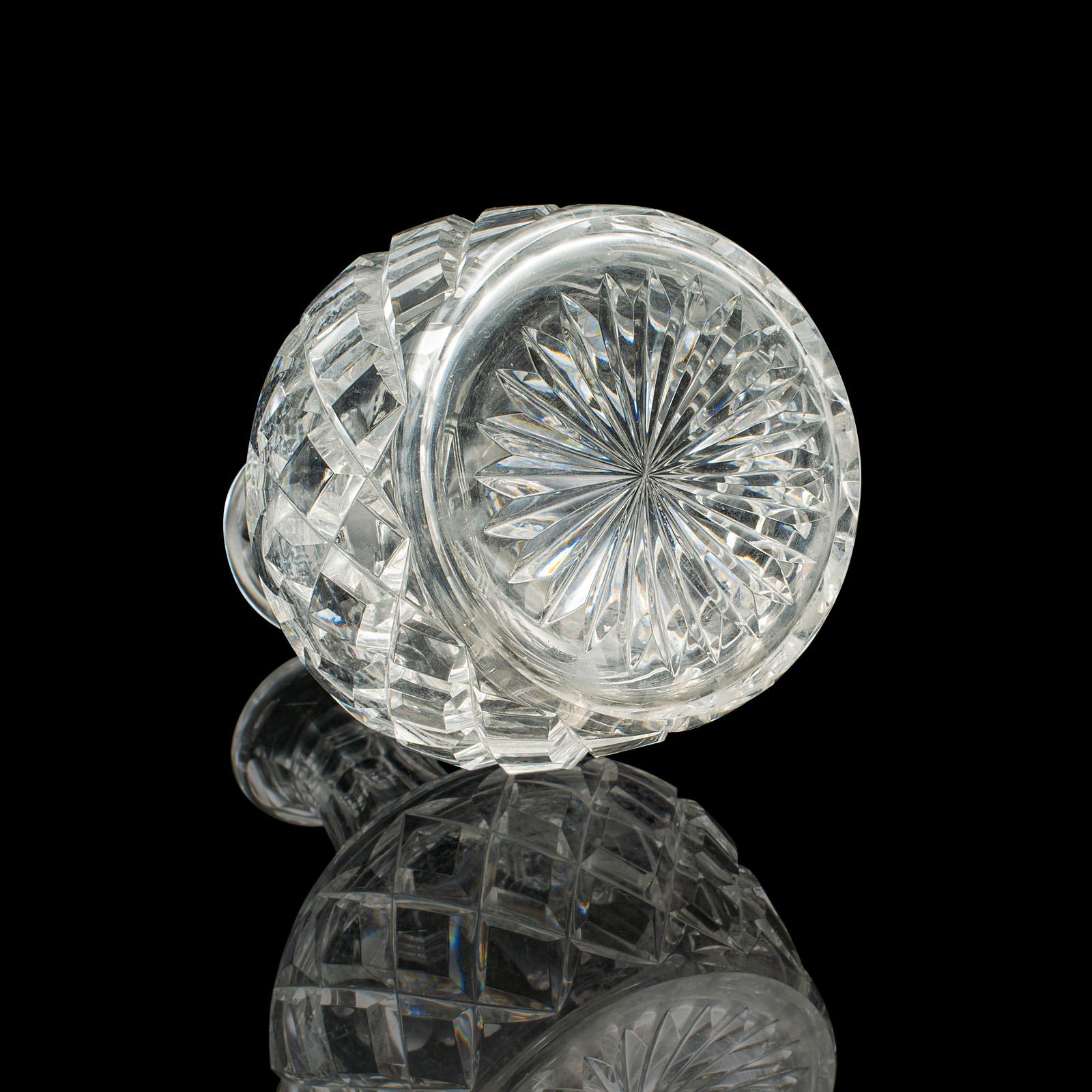 Vintage Brandy Decanter, English, Cut Crystal Glass, Spirit Vessel, Mid Century For Sale 1
