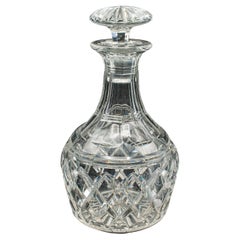Vintage Brandy Decanter, English, Cut Crystal Glass, Spirit Vessel, Mid Century