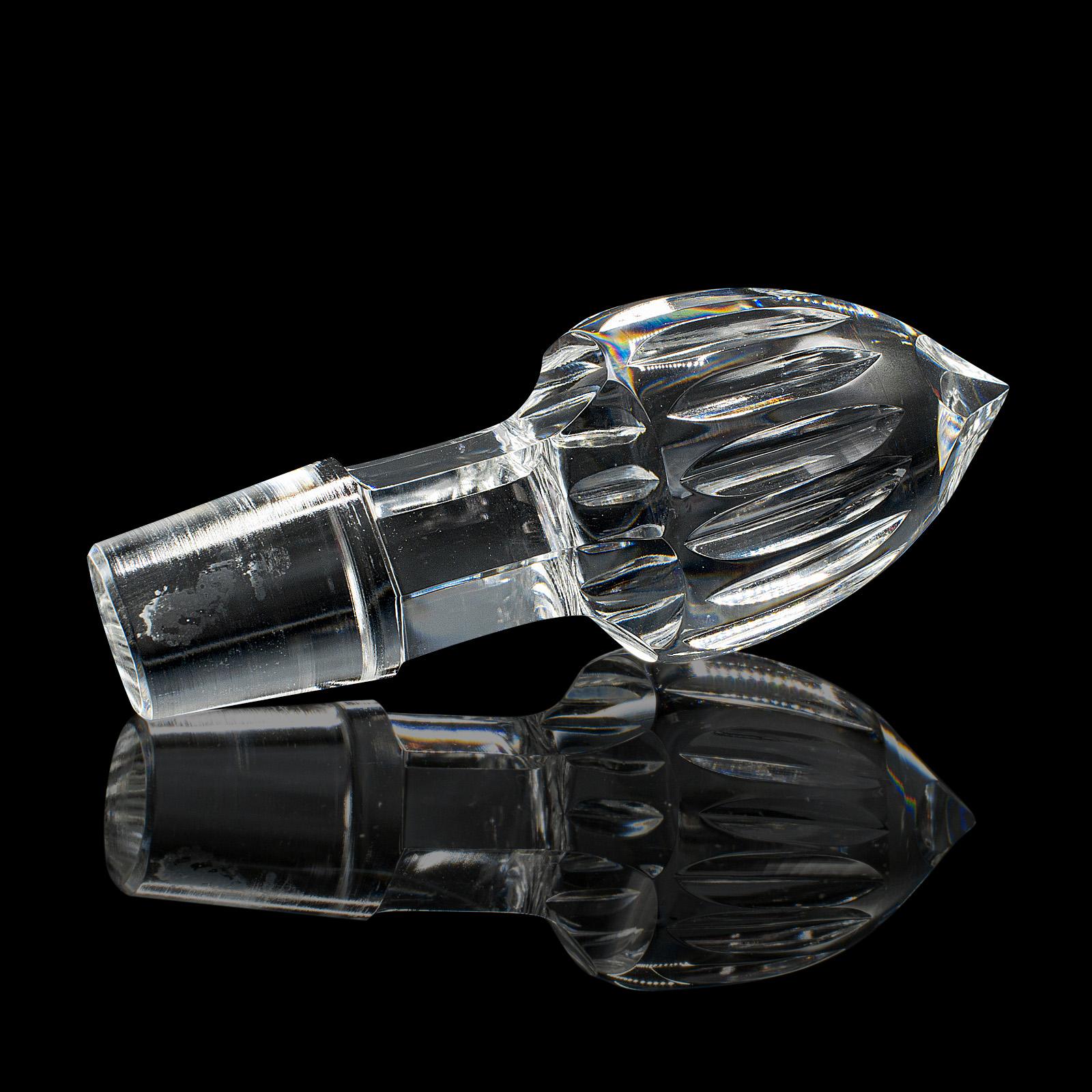 Vintage Brandy Decanter, English Cut Glass Spirit Vessel, Mid 20th Century, 1950 For Sale 6