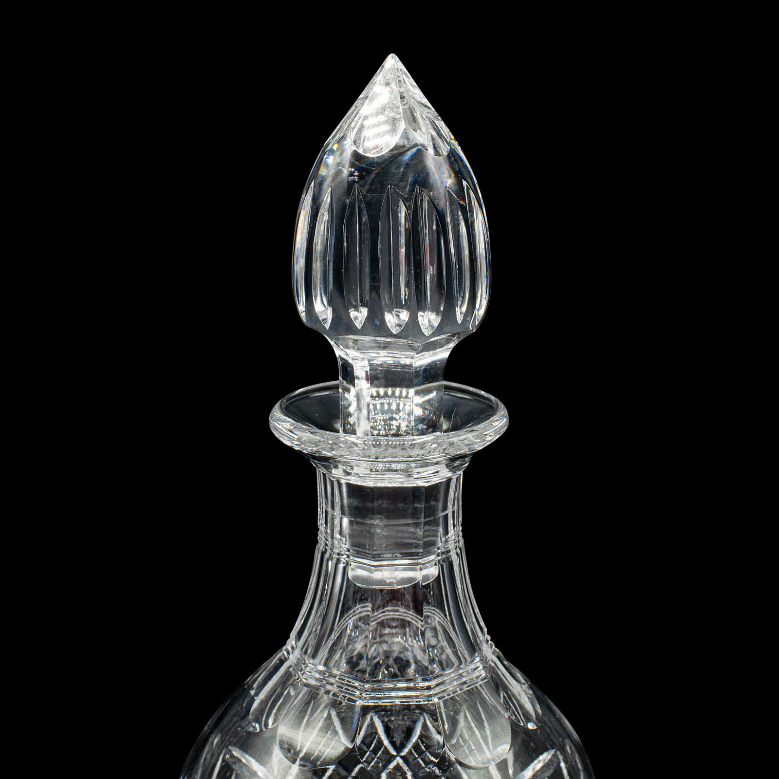 Vintage Brandy Decanter, English Cut Glass Spirit Vessel, Mid 20th Century, 1950 For Sale 1