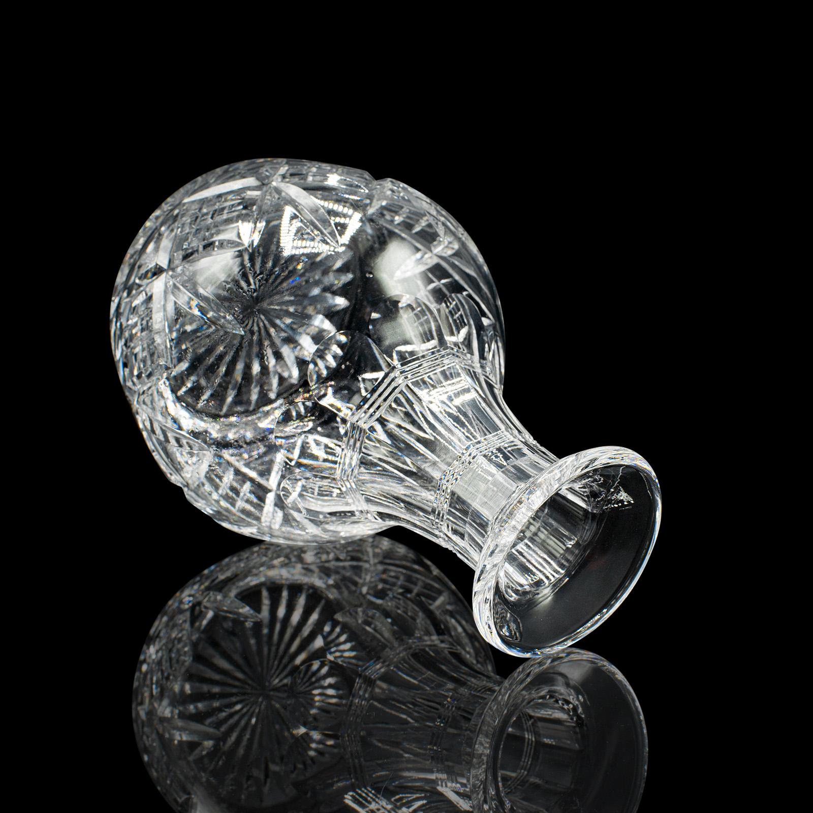 Vintage Brandy Decanter, English Cut Glass Spirit Vessel, Mid 20th Century, 1950 For Sale 2