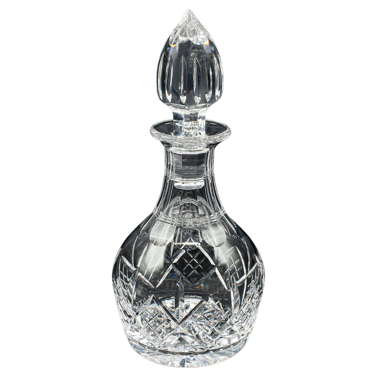 Vintage Brandy Decanter, English Cut Glass Spirit Vessel, Mid 20th Century, 1950