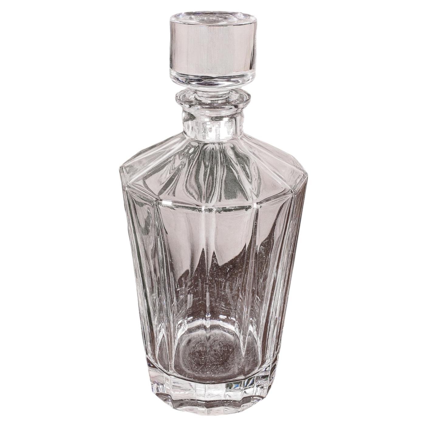 Decanter per brandy d'epoca, inglese, vetro, bottiglia per liquori, Art Deco, metà secolo
