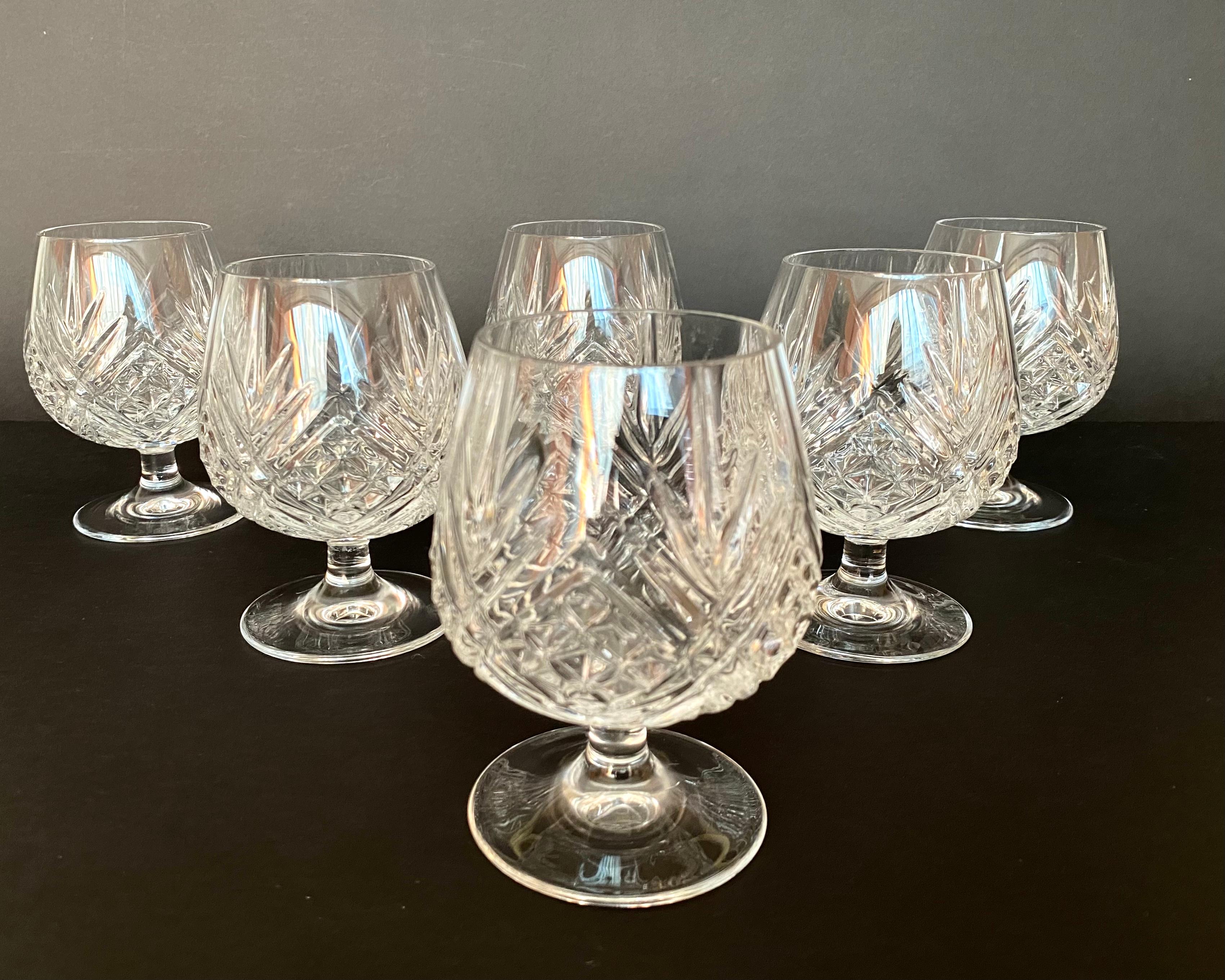 Late 20th Century Vintage Brandy Glasses, France, Set 6  Crystal Drinking Glasses For Sale