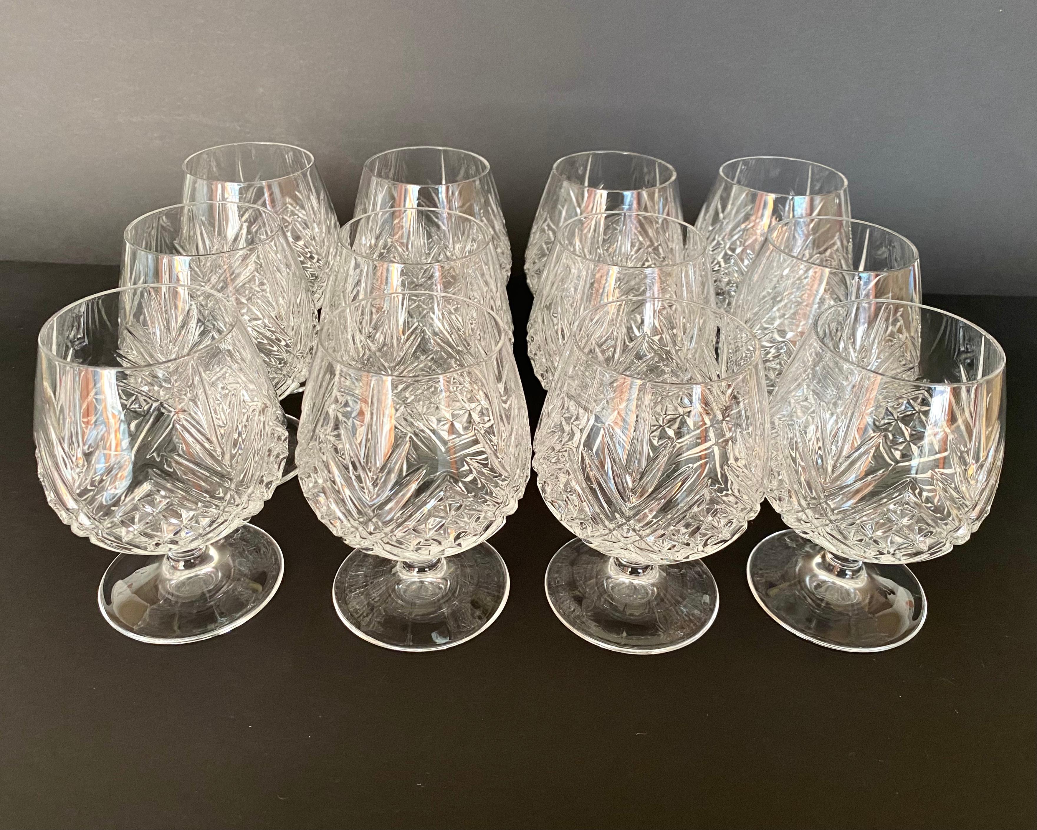Vintage Brandy Glasses, France, Set 6  Crystal Drinking Glasses For Sale 1