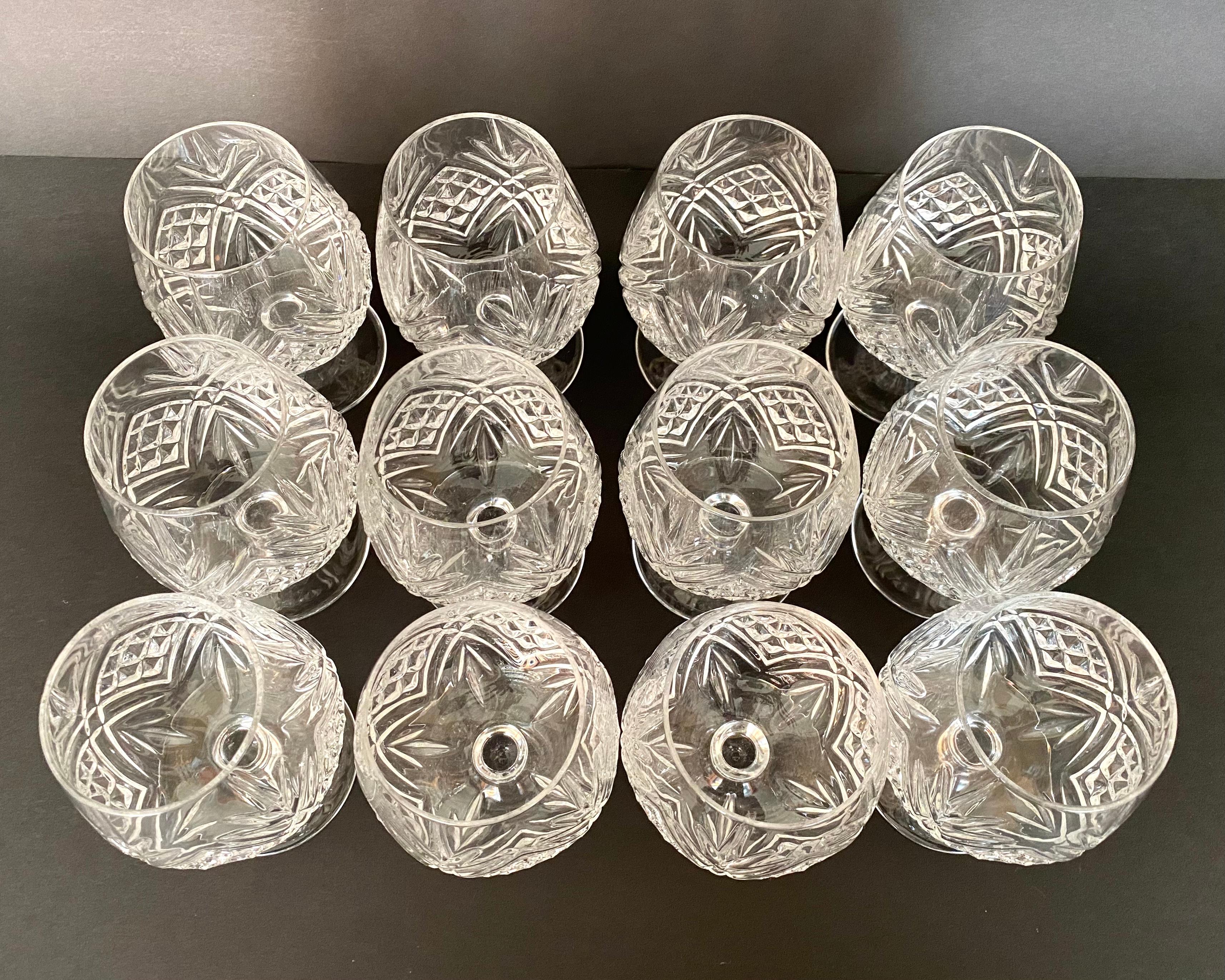 Vintage Brandy Glasses, France, Set 6  Crystal Drinking Glasses For Sale 2