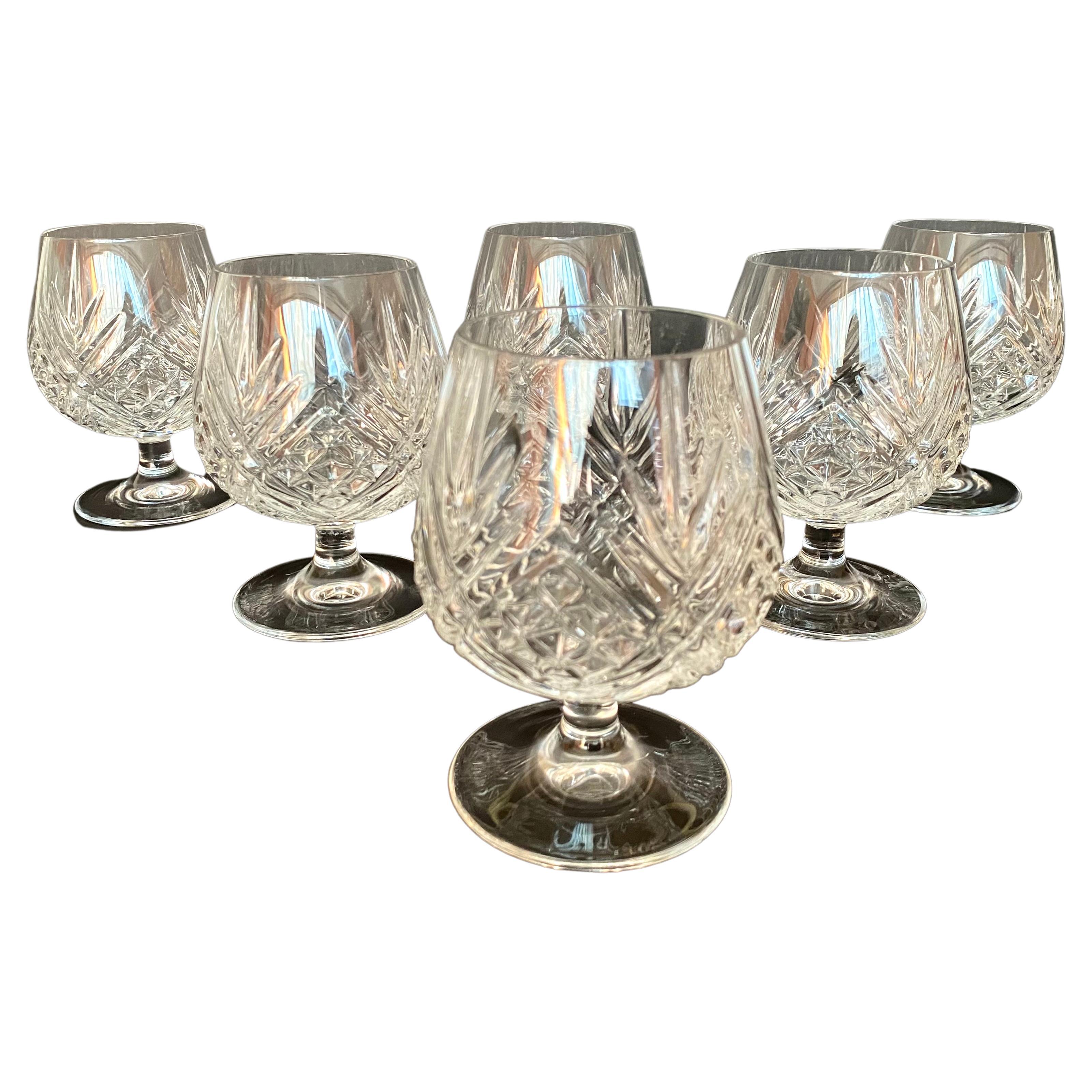 Vintage Brandy Glasses, France, Set 6  Crystal Drinking Glasses