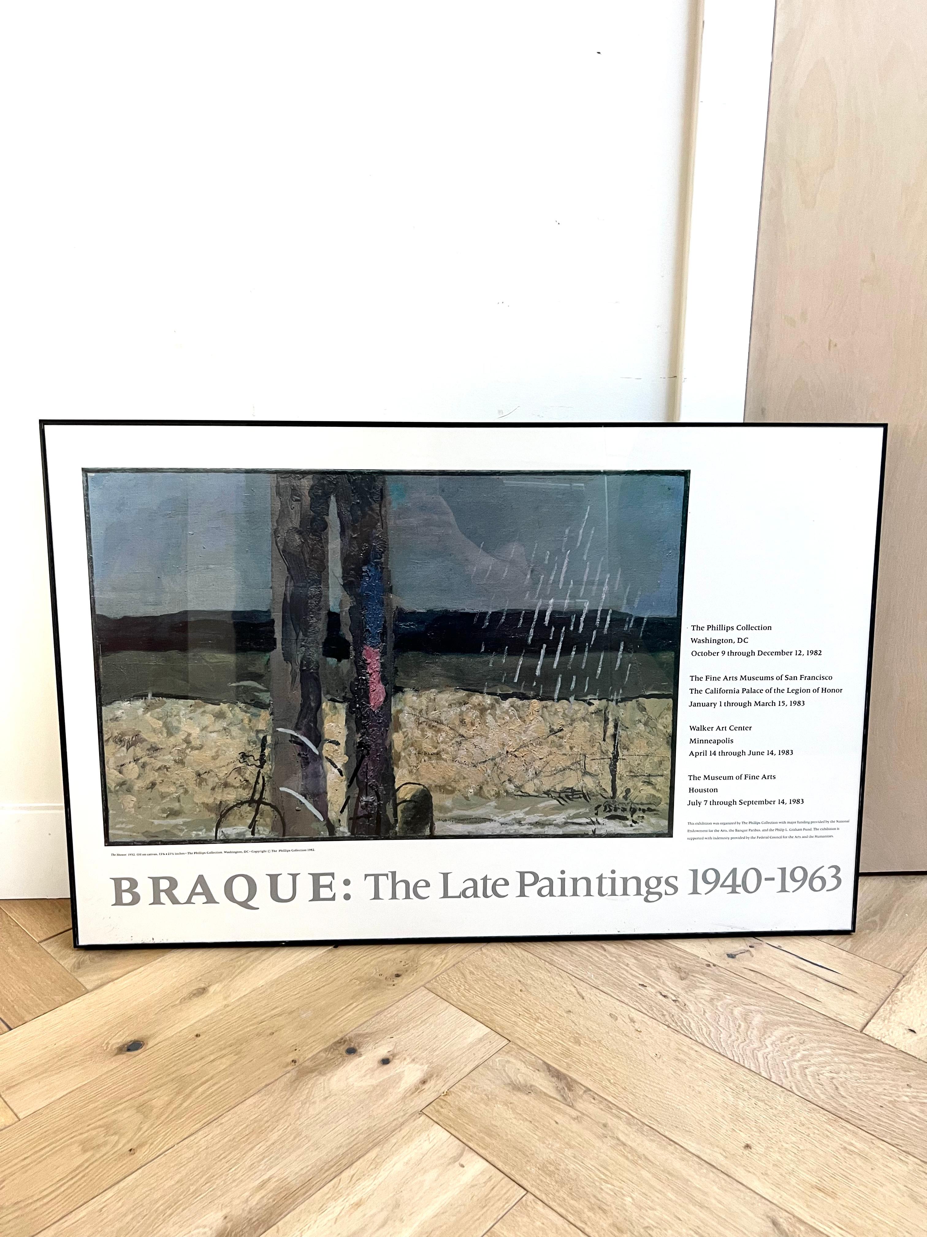 Vintage Braque Exhibition Poster, framed behind glass, early 1980s For Sale 8