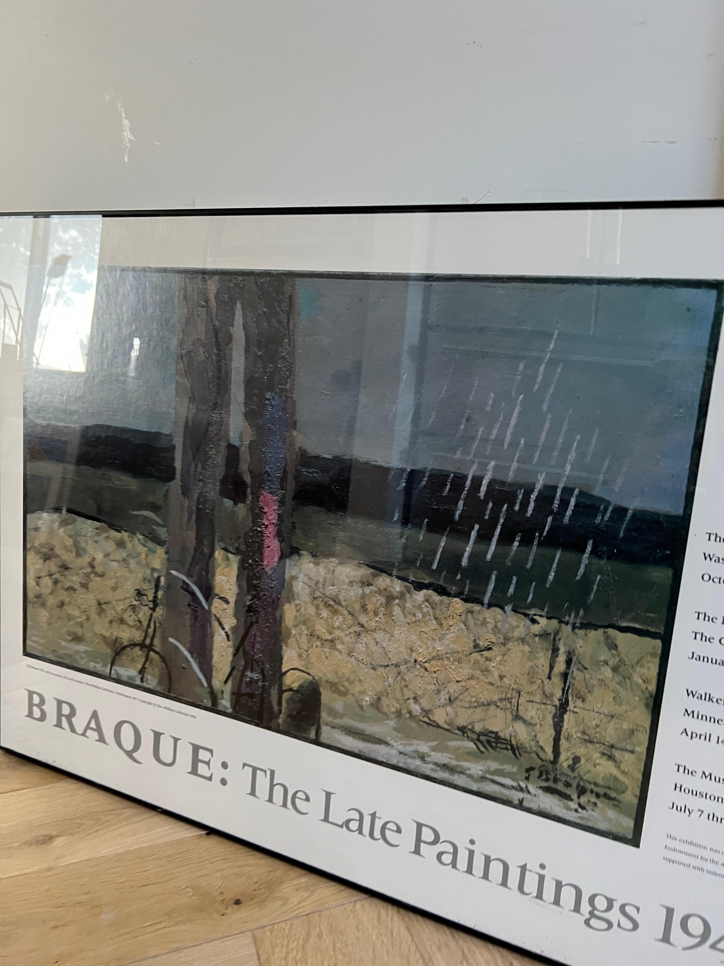 Vintage Braque Exhibition Poster, framed behind glass, early 1980s For Sale 3
