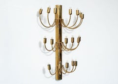 Vintage Brass 18-Lamp Candelabra Wall Sconce