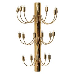 Vintage Brass 18-Lamp Candelabra Wall Sconce