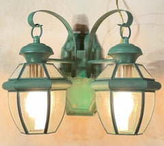 Vintage Brass 2-Light Outdoor Wall Lantern -15” W x 12”H x 8”H